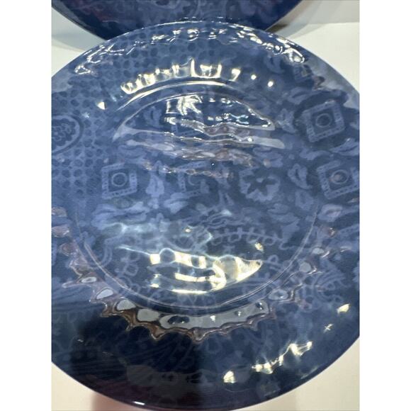 Set of 4 Southern Living Melamine Plates Navy Exclusively Dillards 9.25" - Picture 2 of 6